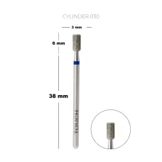 TOUCH diamond Cylinder nail drill bit blue 3.0 mm