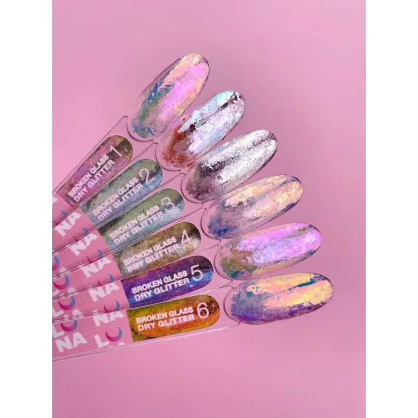 Lunamoon set of dry glitters for nails Broken Glass 6 pcs
