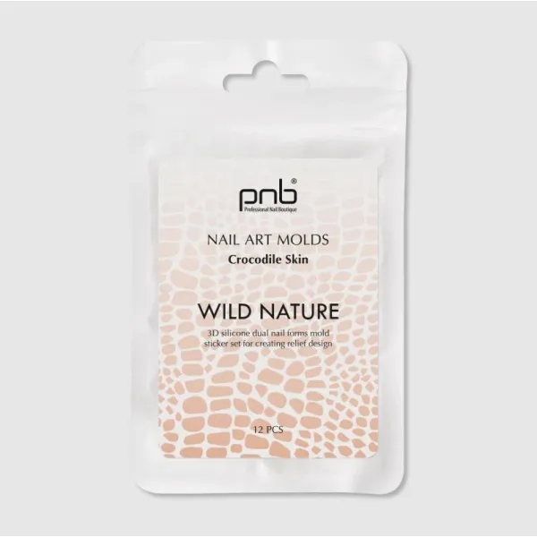 Formy na zdobení nehtů Wild Nature PNB, Crocodile Skin, 12 ks
