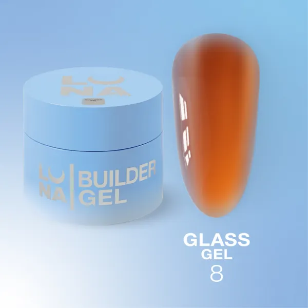 Lunamoon Витражный гель для наращивания Glass Builder Gel №8, 15 мл