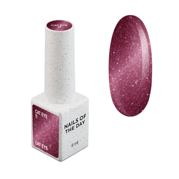 NAILSOFTHEDAY Gel polish Cat Eye 11 — темно-малиновый гель-лак кошачий глаз, 6 мл