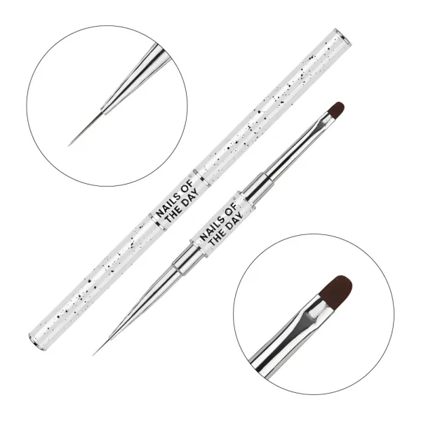 NAILSOFTHEDAY Professional Brush 2-in-1: Liner + Oval — двухсторонняя кисточка, 11мм
