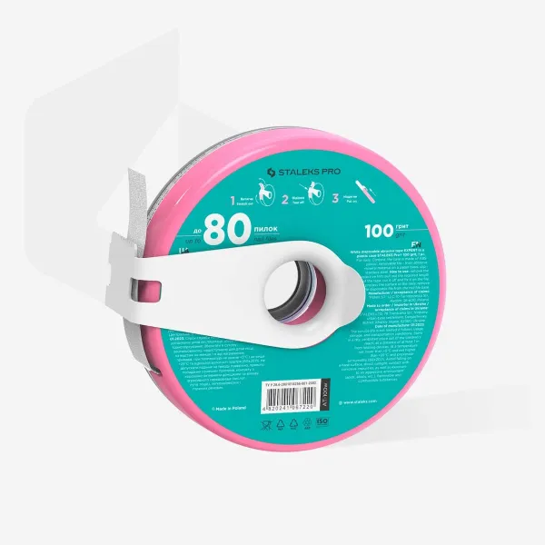 Disposable white abrasive tape STALEKS PRO EXPERT 100 grit in a plastic case