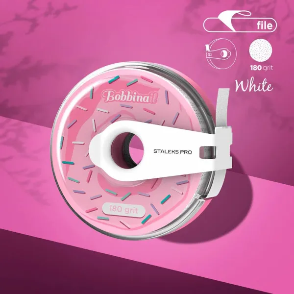 Disposable white abrasive tape STALEKS PRO EXPERT 180 grit in a plastic case




