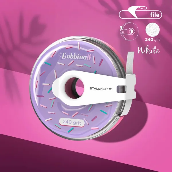 Disposable white abrasive tape STALEKS PRO EXPERT 240 grit in a plastic case