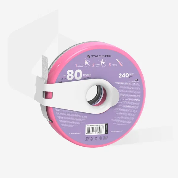 Disposable white abrasive tape STALEKS PRO EXPERT 240 grit in a plastic case