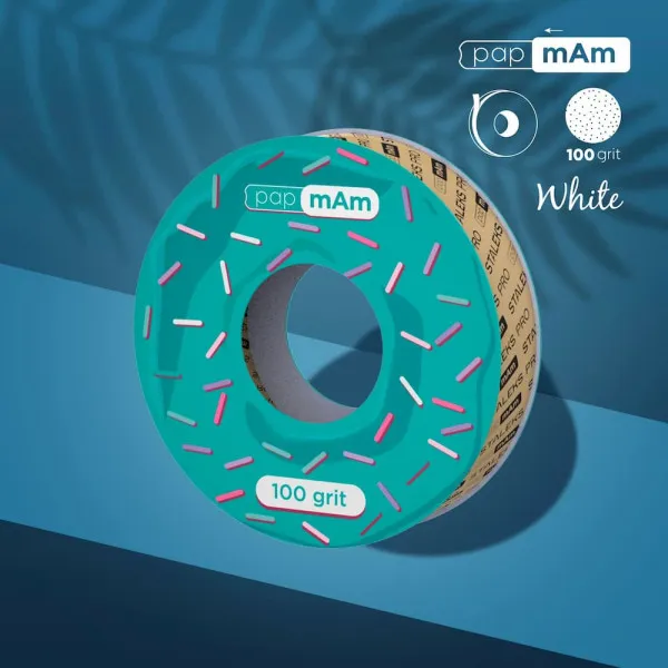 Disposable white abrasive tape papmAm EXPERT 100 grit for the plastic case




