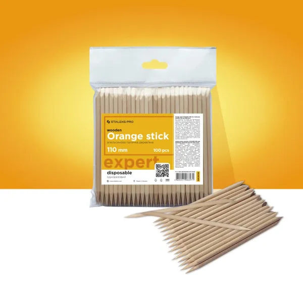 Orange stick STALEKS PRO EXPERT wooden 110 mm (100 pcs)