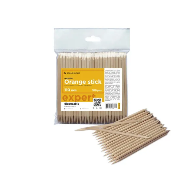 Orange stick STALEKS PRO EXPERT wooden 110 mm (100 pcs)