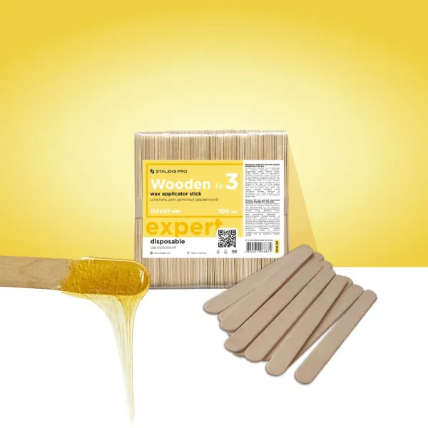 Wooden wax applicator stick STALEKS PRO EXPERT 114x10 mm (100 pcs)