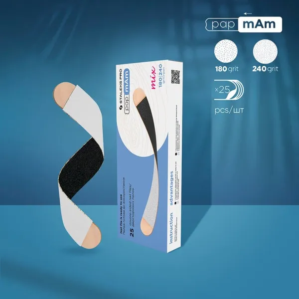 Сменные двусторонние файлы papmAm Mix на деревянной основе EXPERT 22 180/240 грит