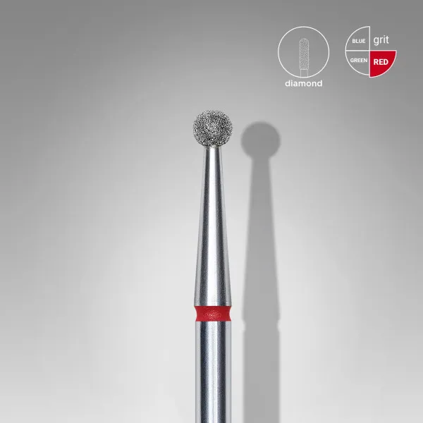 Diamond nail drill bit ball red head STALEKS PRO EXPERT diameter 2,5 mm