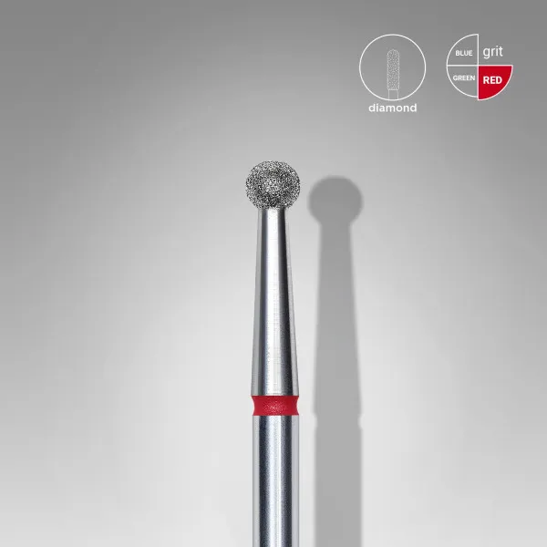 Diamond nail drill bit ball red head STALEKS PRO EXPERT diameter 2,7 mm