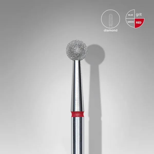 Diamond nail drill bit ball red head STALEKS PRO EXPERT diameter 4 mm