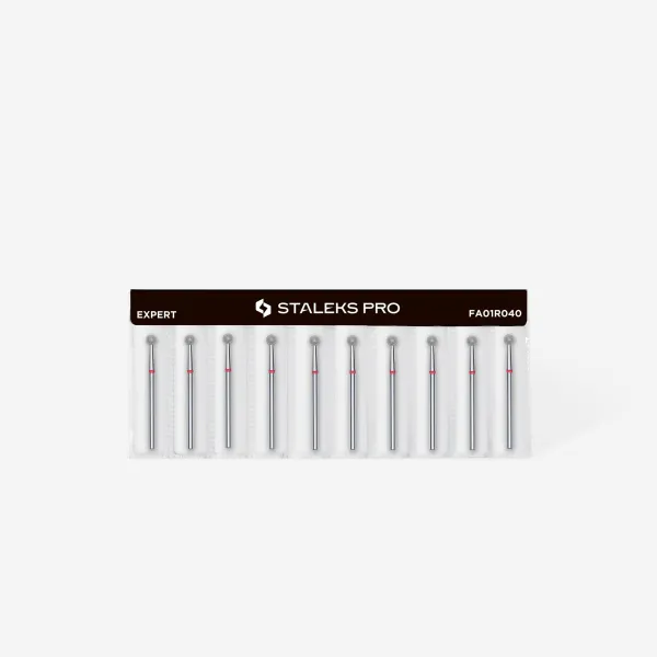 Diamond nail drill bit ball red head STALEKS PRO EXPERT diameter 4 mm