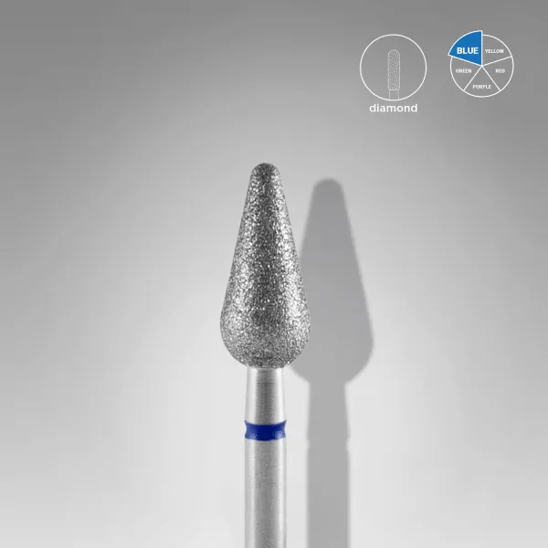 Diamond nail drill bit rounded pear blue EXPERT head diameter 5 mm / working part 12 mm