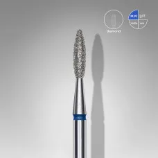 Diamond nail drill bit flame blue head STALEKS PRO EXPERT diameter 2,1 mm / working part 8 mm