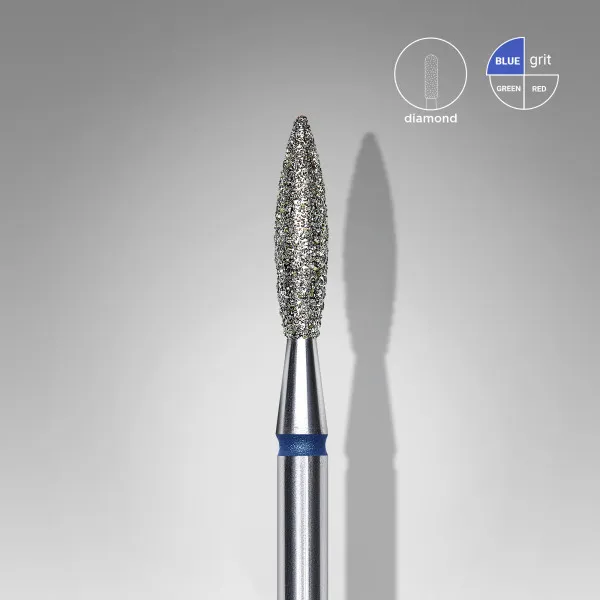 Diamond nail drill bit flame blue head STALEKS PRO EXPERT diameter 2,3 mm / working part 10 mm