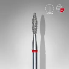 Diamond nail drill bit flame red head STALEKS PRO EXPERT diameter 2,1 mm / working part 8 mm