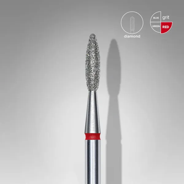 Diamond nail drill bit flame red head STALEKS PRO EXPERT diameter 2,1 mm / working part 8 mm
