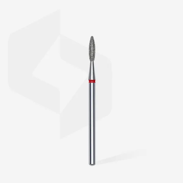 Diamond nail drill bit flame red head STALEKS PRO EXPERT diameter 2,1 mm / working part 8 mm