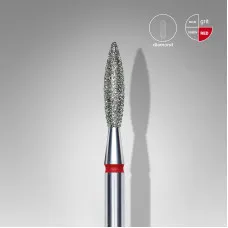Diamond nail drill bit flame red head STALEKS PRO EXPERT diameter 2,3 mm / working part 10 mm