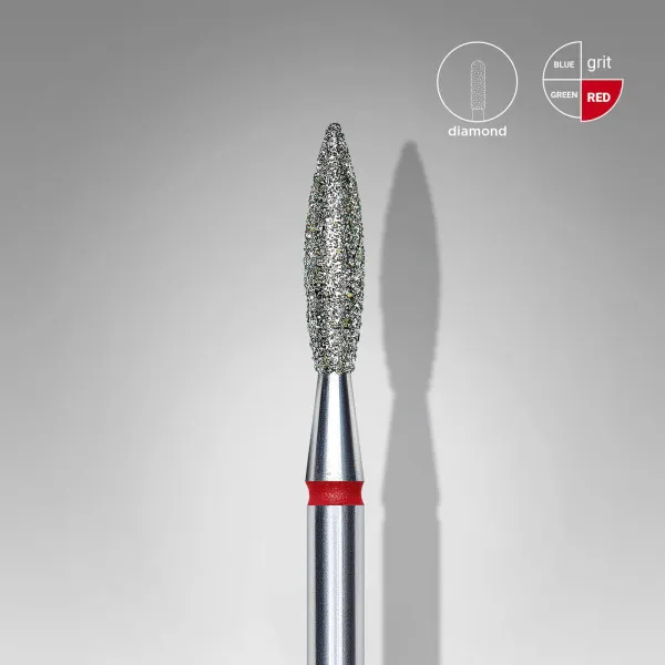 Diamond nail drill bit flame red head STALEKS PRO EXPERT diameter 2,3 mm / working part 10 mm
