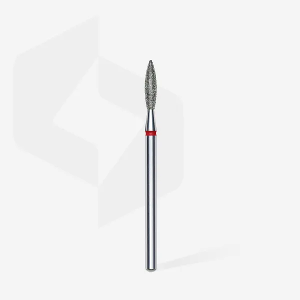 Diamond nail drill bit flame red head STALEKS PRO EXPERT diameter 2,3 mm / working part 10 mm