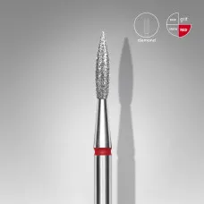 Diamond nail drill bit pointed flame red head EXPERT diameter 2,3 mm / working part 8 mm