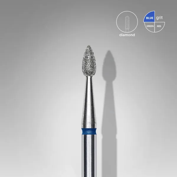 Diamond nail drill bit drop blue head STALEKS PRO EXPERT diameter 2,3 mm / working part 5 mm