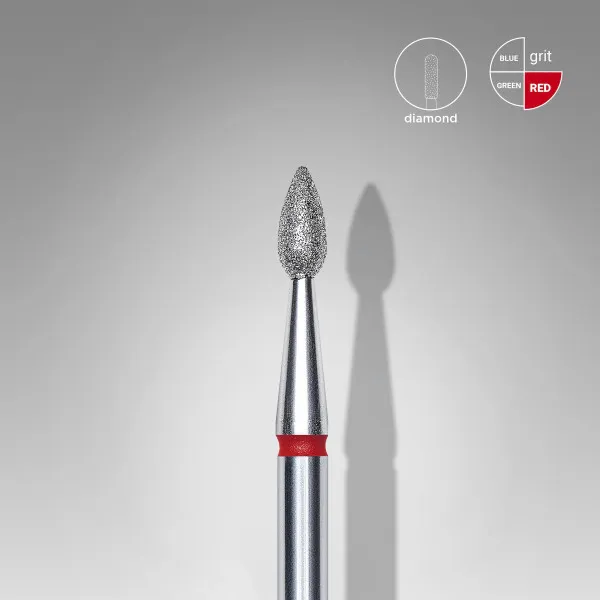 Diamond nail drill bit drop red head STALEKS PRO EXPERT diameter 2,3 mm / working part 5 mm