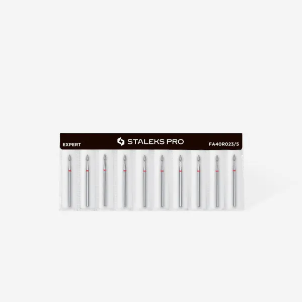 Diamond nail drill bit drop red head STALEKS PRO EXPERT diameter 2,3 mm / working part 5 mm