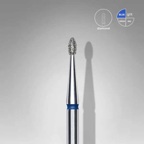 Diamond nail drill bit rounded bud blue EXPERT head diameter 1,6 mm / working part 3,4 mm