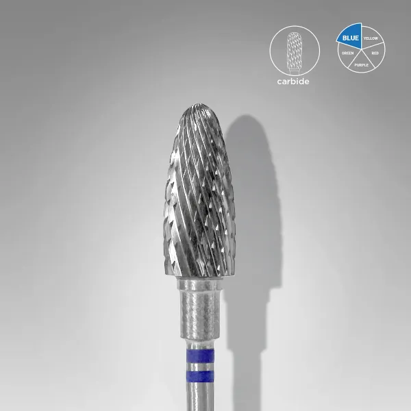 Carbide nail drill for left-handed users blue EXPERT head diameter 6mm / working part 14mm