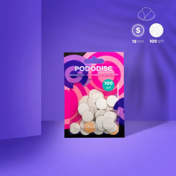 Disposable white files for pedicure disc PODODISC S EXPERT 100 grit (50 pcs)