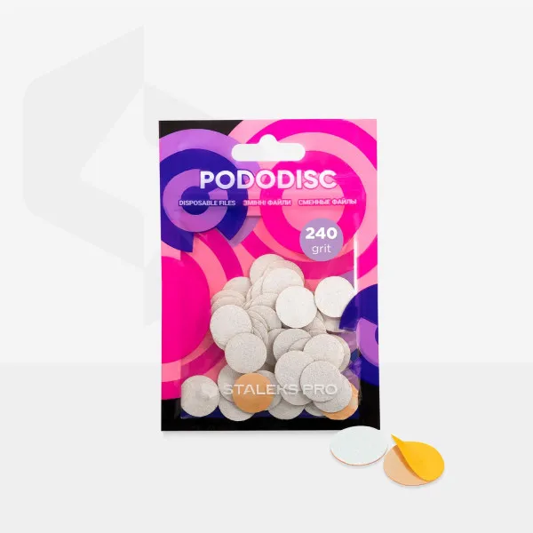 Disposable white files for pedicure disc PODODISC S EXPERT 240 grit (50 pcs)