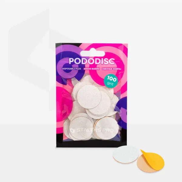 Disposable white files for pedicure disc PODODISC L EXPERT 100 grit (50 pcs)