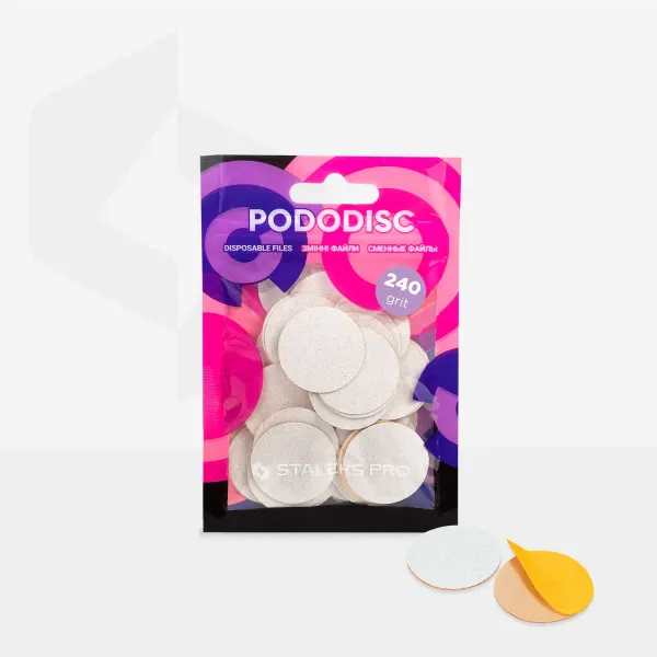 Disposable white files for pedicure disc PODODISC L EXPERT 240 grit (50 pcs)