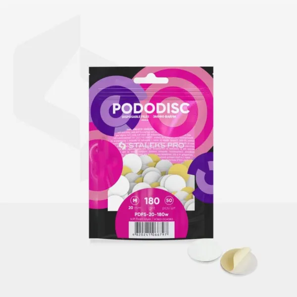 Disposable white files on soft foam layer for pedicure disc PODODISC M EXPERT 180 grit (50 pcs)