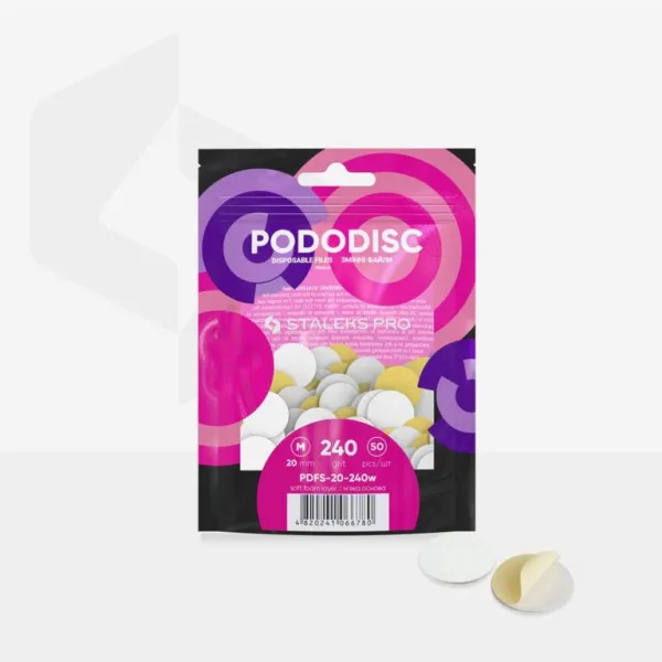 Disposable white files on soft foam layer for pedicure disc PODODISC M EXPERT 240 grit (50 pcs)
