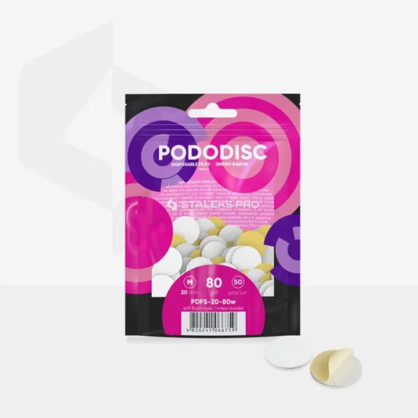 Disposable white files on soft foam layer for pedicure disc PODODISC M EXPERT 80 grit (50 pcs)