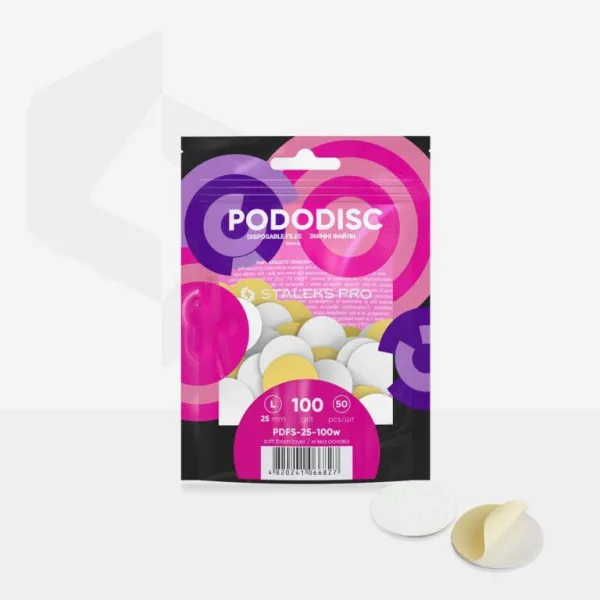 Disposable white files on soft foam layer for pedicure disc PODODISC L EXPERT 100 grit (50 pcs)