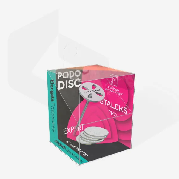 Elongated pedicure disc PODODISC L EXPERT and set of disposable file 180 grit 5 pc (25 mm)