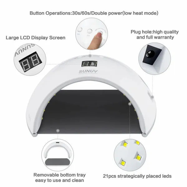 UVLED lampa SUNUV SUN 6 bílá - 48 W 21ks LED diod (Smart 2.0)