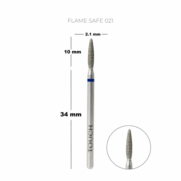 TOUCH diamond Flame алмазная фреза, закругленный кончик 021 синяя