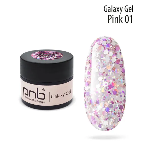 UV/LED Galaxy Gel PNB 01 Pink glitter 5 ml