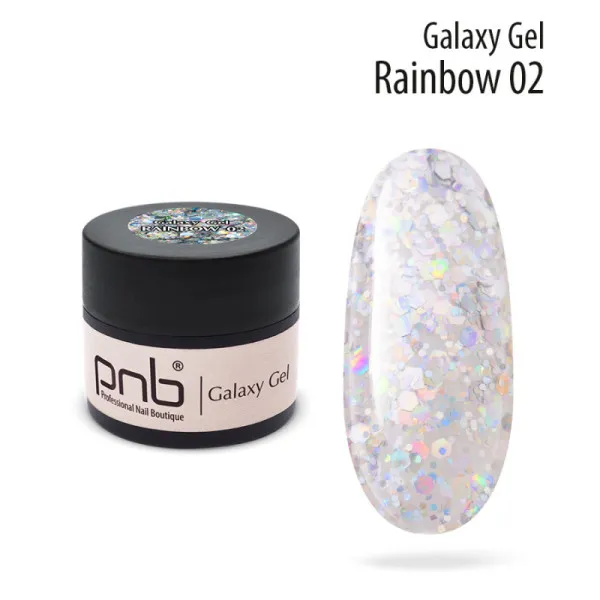 UV/LED Galaxy Gel PNB 02, Rainbow glitter 5 ml