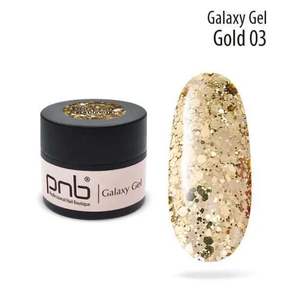 UV/LED Galaxy Gel PNB 03, Gold glitter 5 ml