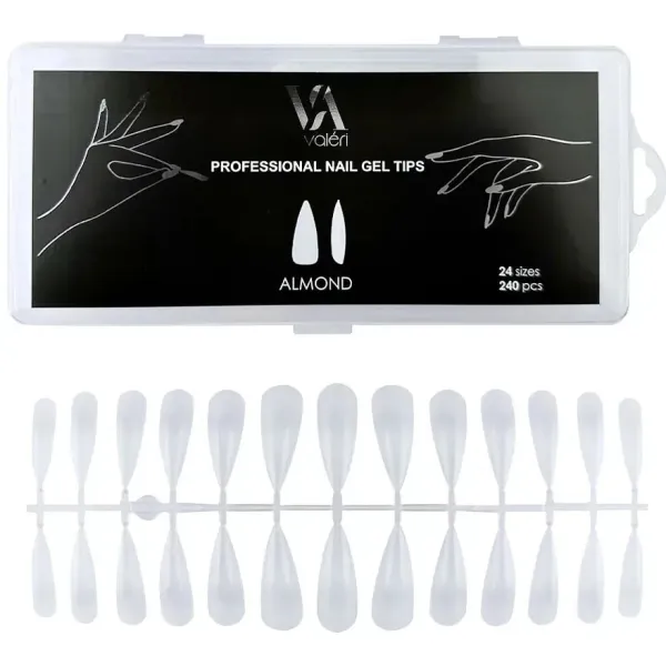 Valeri Professional  Nail Gel Tips Almond, 240 pcs